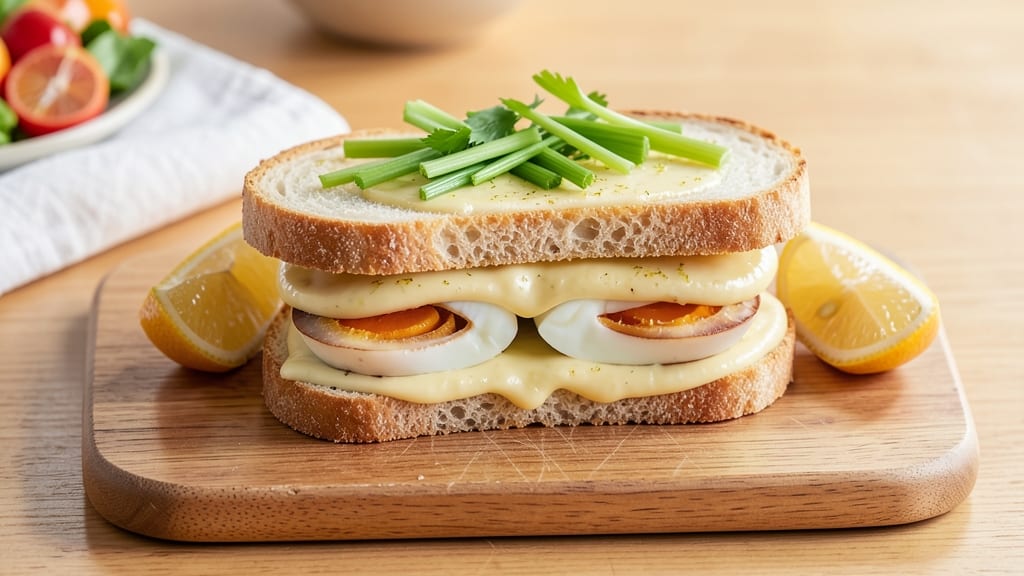 Simple Hard-Boiled Eggs With Mayonnaise Recipe For Sandwiches: No-Fail Yolk Stability and Crunchy Celery Topping