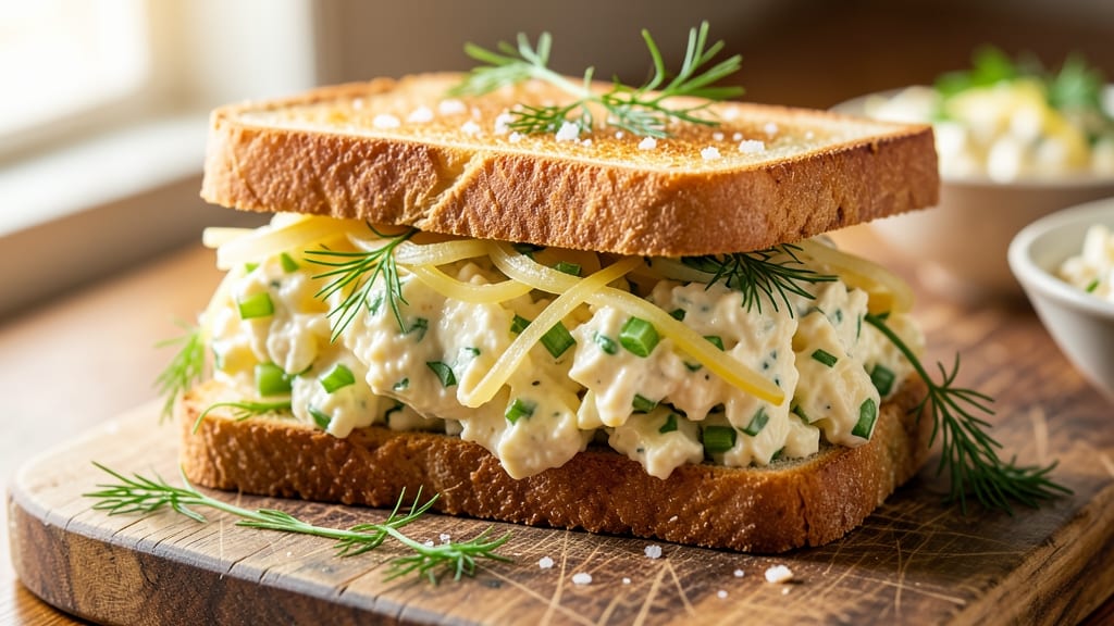 Southern Egg Salad Sandwich Recipe: Crispy Celery Bites Over Creamy Yolk Bliss