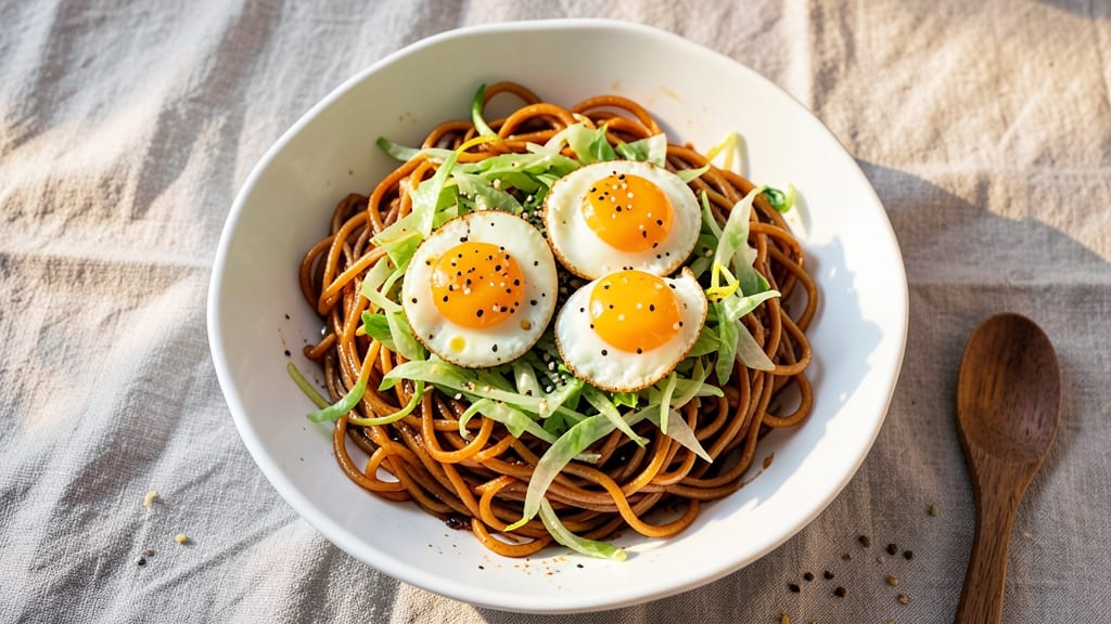 Soy Sauce Noodles With Cabbage And Fried Eggs Recipe: Umami-Packed One-Pan Harmony