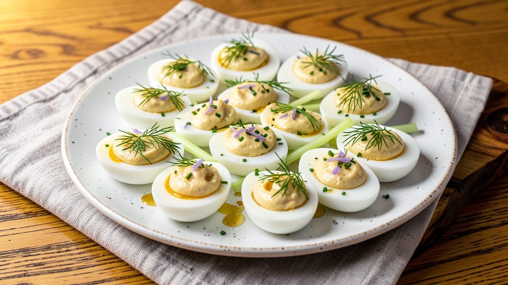 3 Dozen Deviled Eggs Recipe: Herb-Infused Yolk Creaminess With Celery Crunch