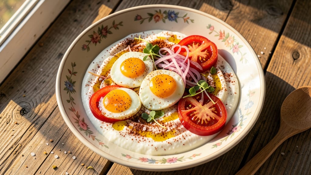 Turkish Eggs With Yogurt Recipe: Golden Yolk Nestled in Tangy Cream