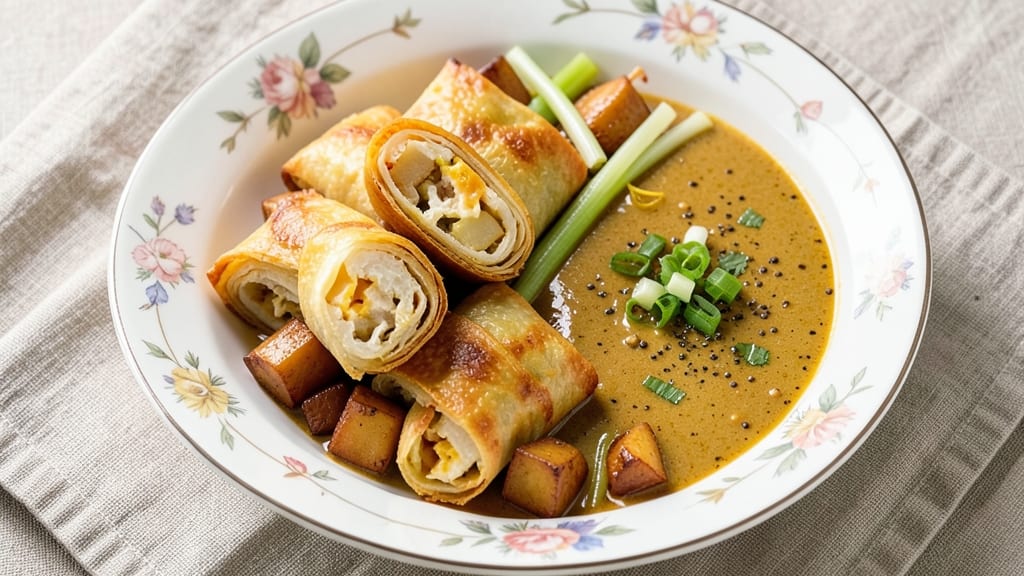 Sri Lankan Egg Rolls Recipe: Crispy Celery Crowns Over Spiced Coconut Cream