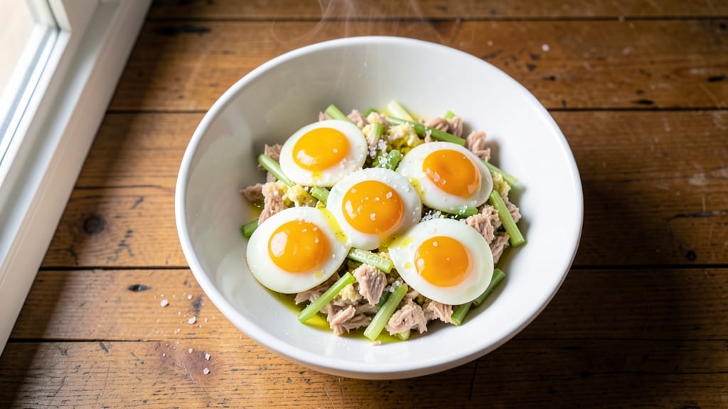 3 Eggs And Tuna Recipe: Savory Scramble With Crunchy Celery Bites