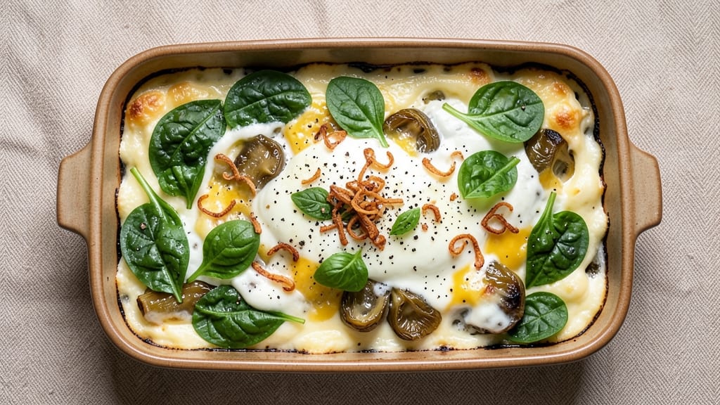 Spinach Artichoke Egg Casserole Recipe: Cheesy Bake With Crispy Top and Melty Layers
