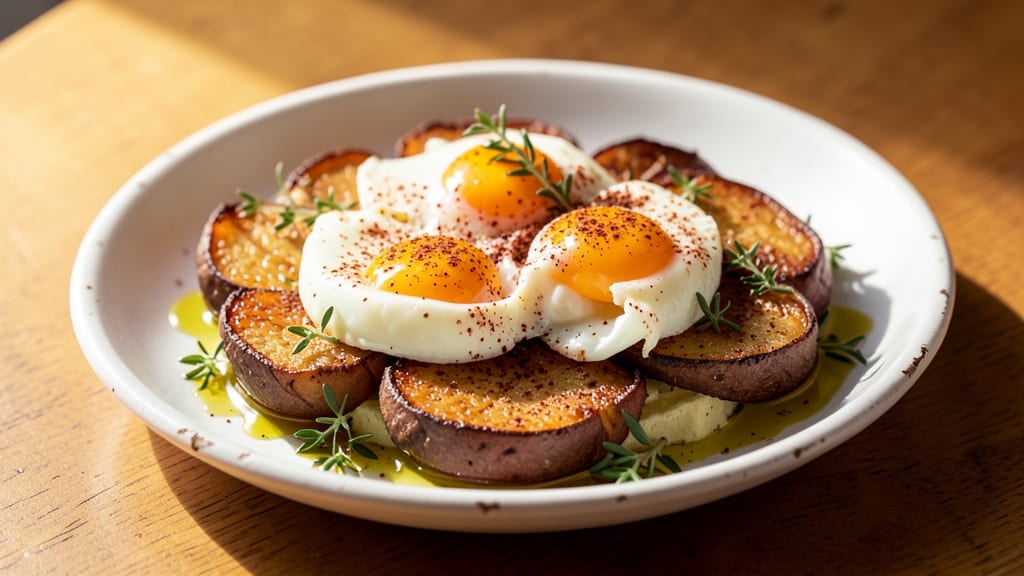 Spanish Broken Eggs Recipe: Crispy Celery Crowns Over Runny Yolk Magic