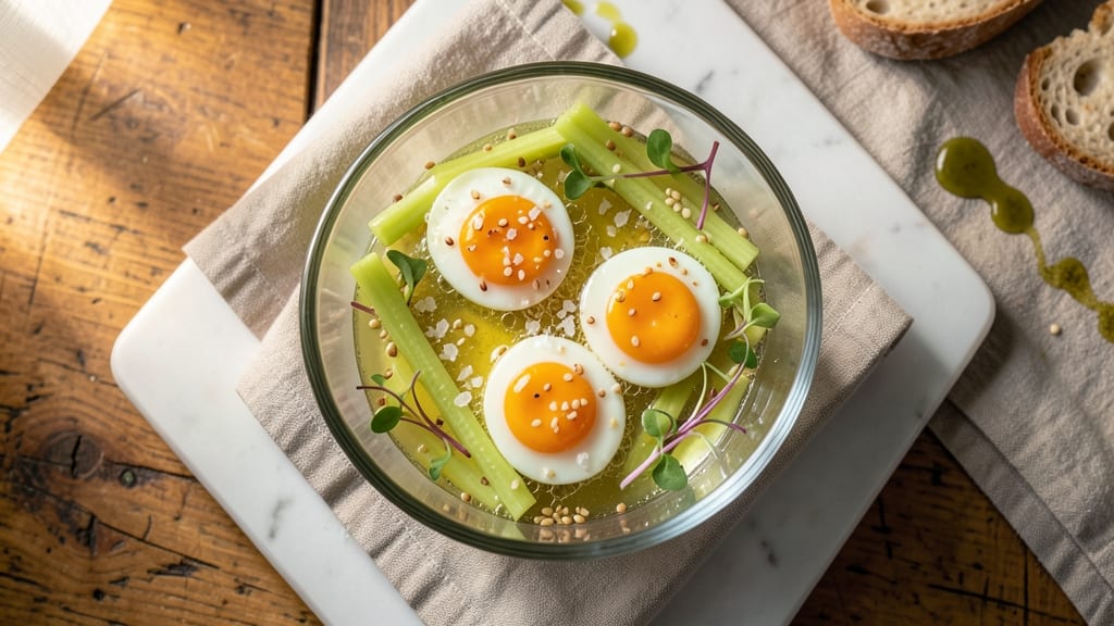 Steamed Water Egg Recipe: Silky Yolk and Celery Crown Crunch Fusion