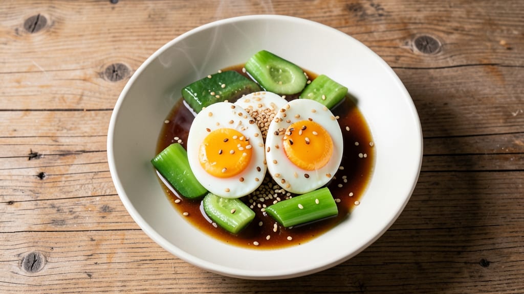Soy Sauce Soft-Boiled Eggs Recipe: Celery Crown Crunch Meets Umami Yolk Brilliance