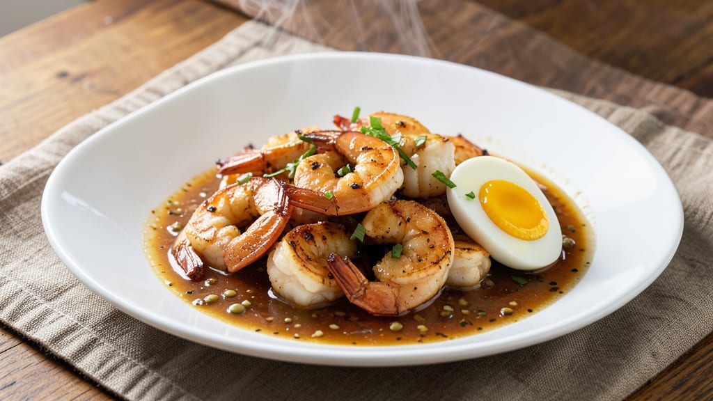 Shrimp and Eggs Filipino Recipe: Crispy Garlic Shrimp Over Silky Poached Eggs