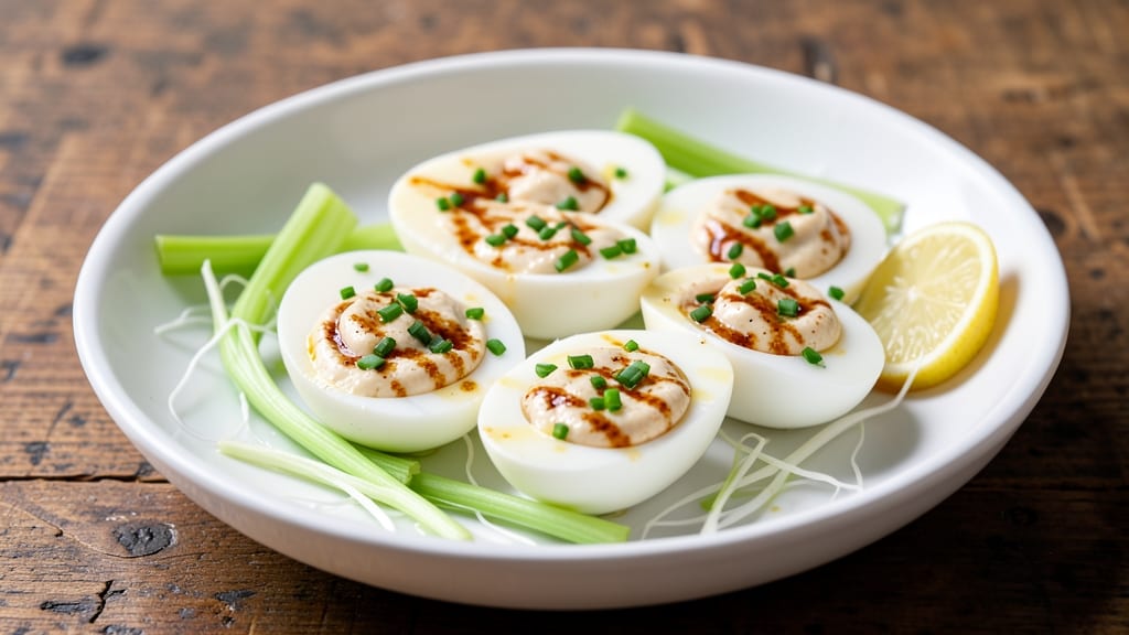 5 Deviled Eggs Recipe: Crispy Celery Crowns Over Zesty Herb Yolk Bites