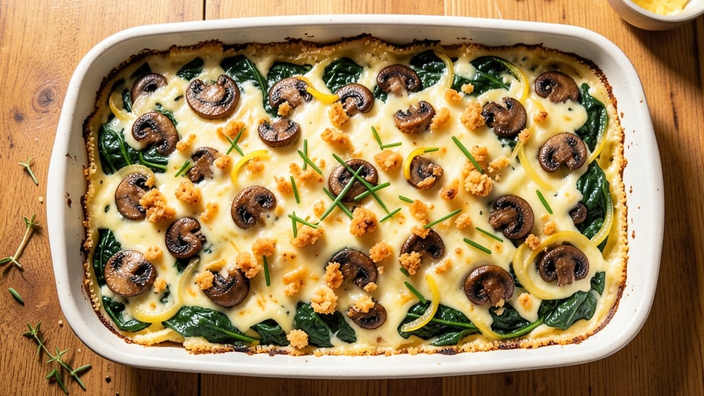 Spinach Mushroom Egg Casserole Recipe: Savory Breakfast Bake With Golden Crust