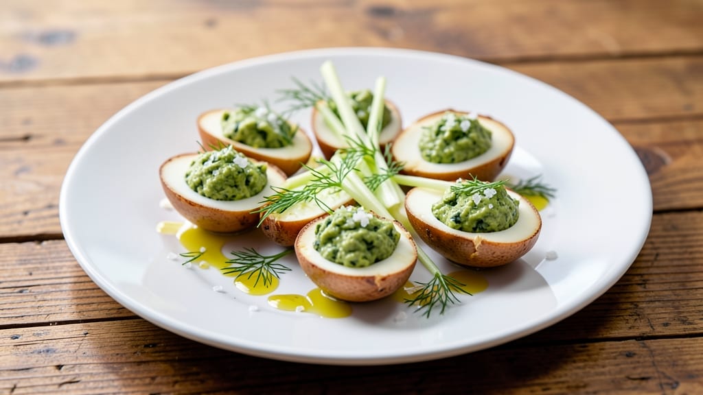 Spinach Deviled Eggs Recipe: Herb-Packed Yolk Creaminess With Celery Crunch