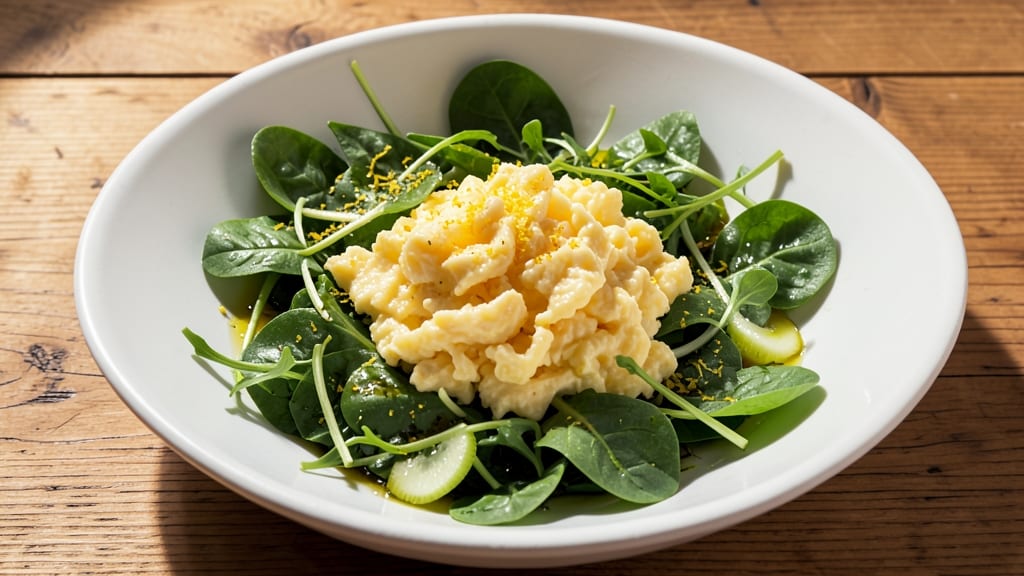 Tossed Salad With Scrambled Eggs Recipe: Crisp Celery Crowns Over Silky Yolk Brilliance