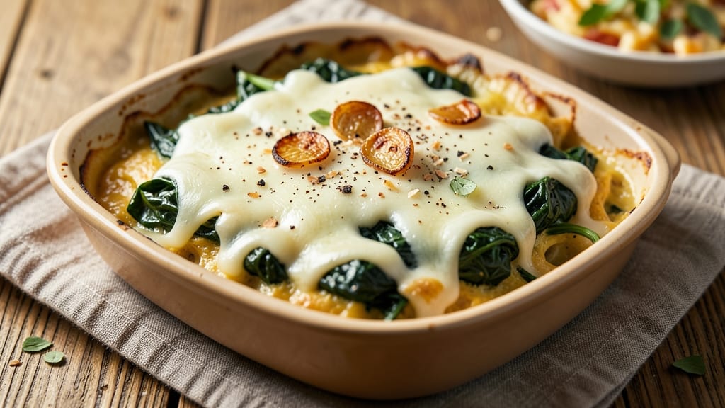 Spinach and Mozzarella Egg Bake Recipe: Crispy Top and Melty Cheese Layers