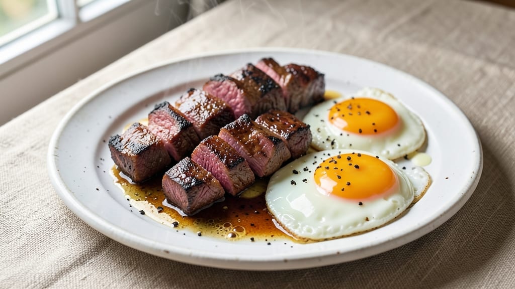 Steak Tips and Eggs Recipe: Skillet-Searred Protein Meets Perfectly Poached Yolks