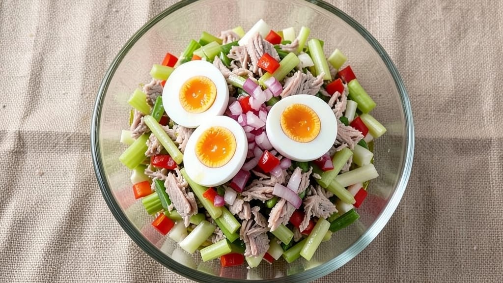 Tuna and Hard-Boiled Egg Salad Recipe: Crunchy Celery-Crusted Protein Pack