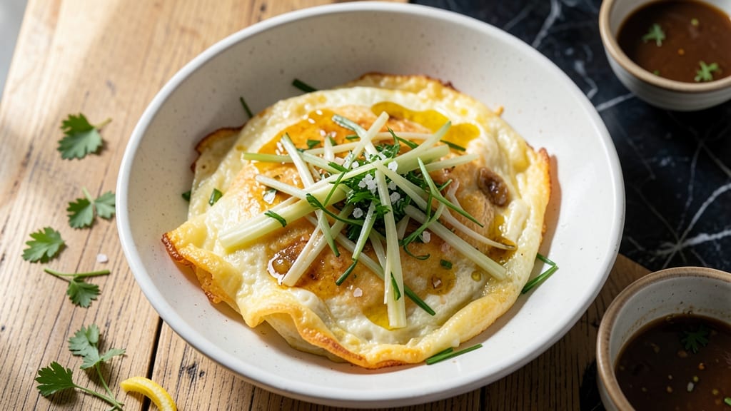 Veggie Egg Omelet Recipe: Crispy Celery Crowns Over Fluffy Herb Clouds